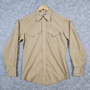 Kennington of California Men's Shirt Brown Western/Cowboy Pearl Snap Long Sleeve